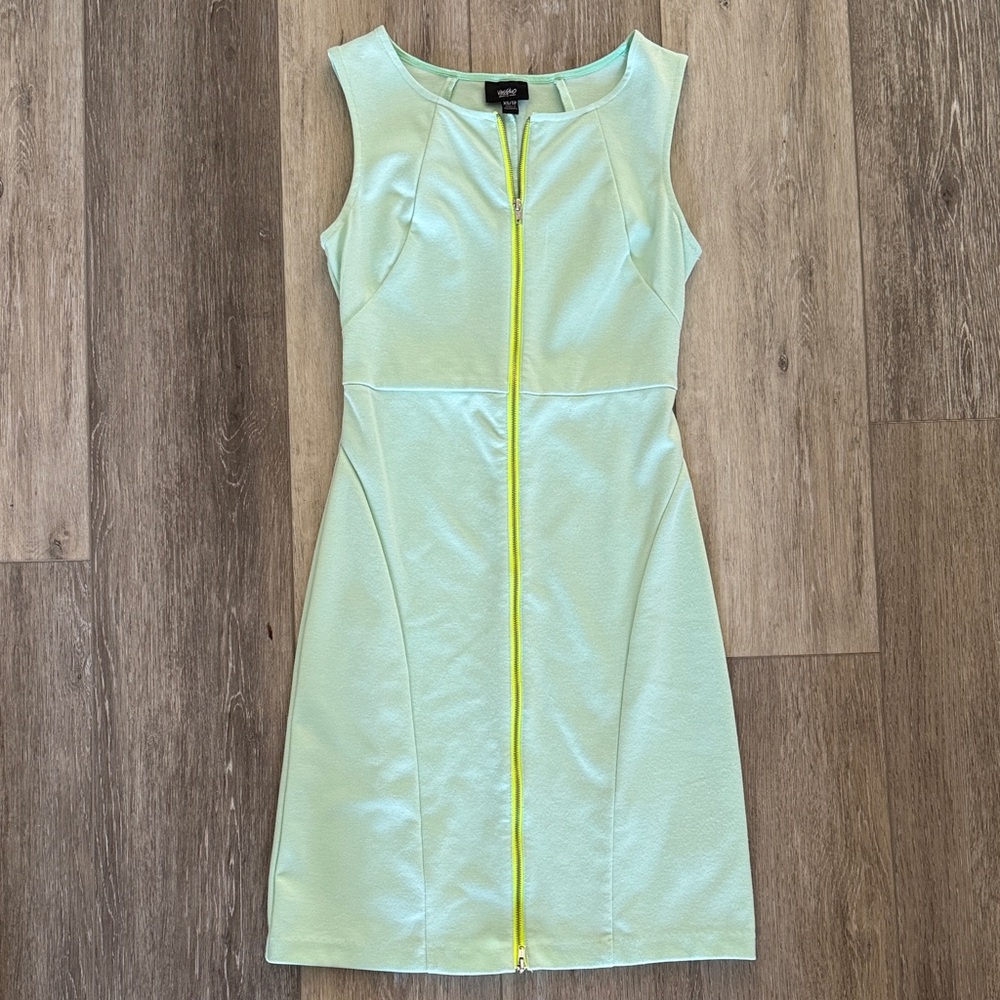 Mossimo Supply Co. Light Green Dress with neon Yellow Zipper